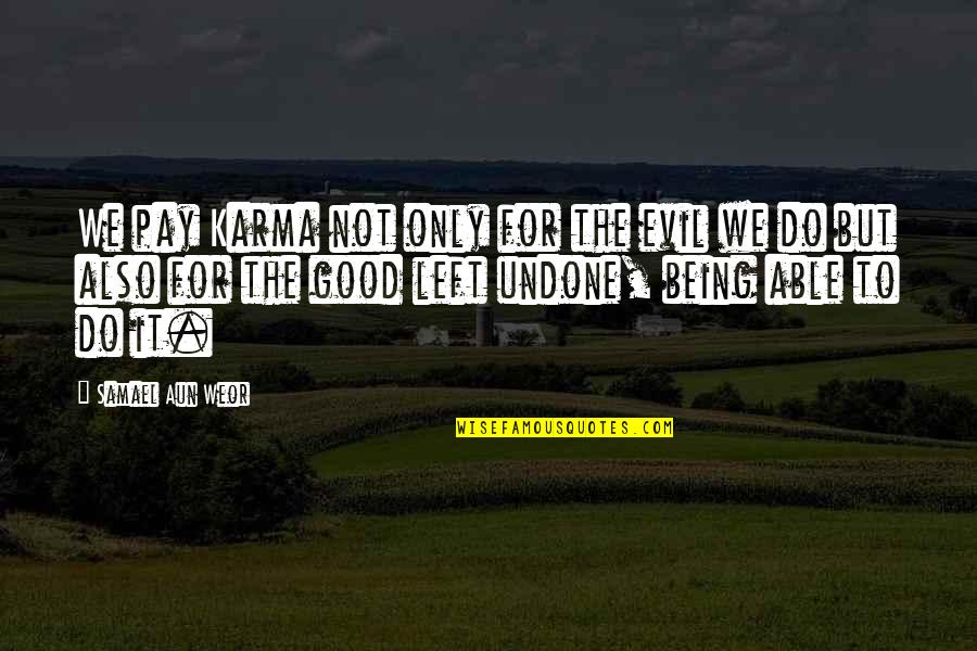 We Do Good Quotes By Samael Aun Weor: We pay Karma not only for the evil We Do Good Quotes By Samael Aun Weor: We pay Karma not only for the evil