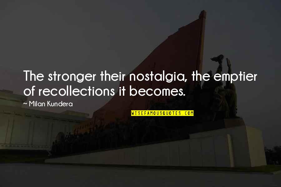 We Don't Need To Talk Quotes By Milan Kundera: The stronger their nostalgia, the emptier of recollections