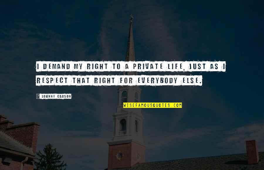 We Eat With Our Eyes Quotes By Johnny Carson: I demand my right to a private life, We Eat With Our Eyes Quotes By Johnny Carson: I demand my right to a private life,