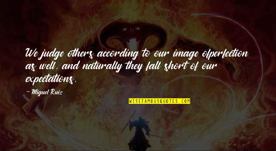 We Fall Short Quotes By Miguel Ruiz: We judge others according to our image ofperfection We Fall Short Quotes By Miguel Ruiz: We judge others according to our image ofperfection