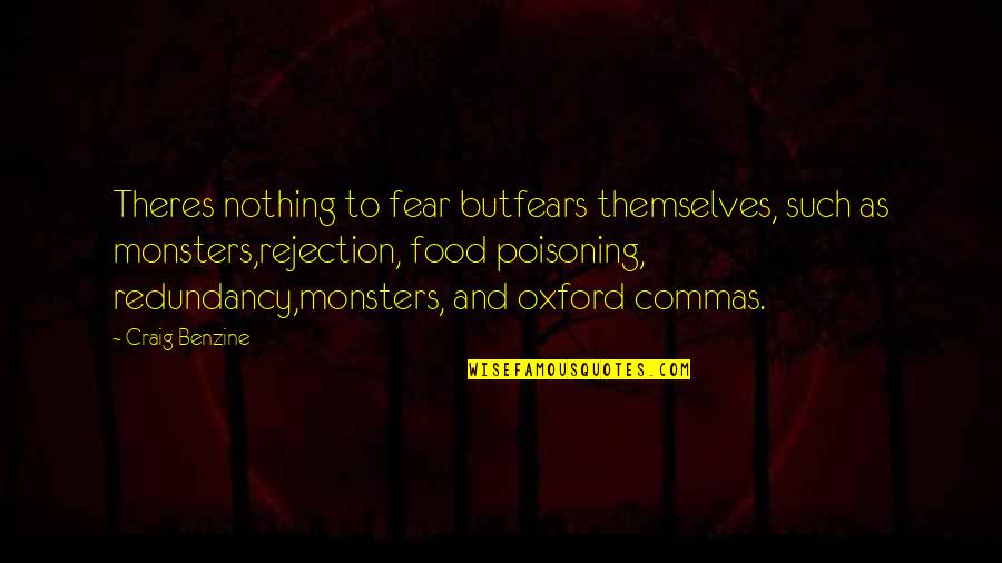 We Fear Rejection Quotes By Craig Benzine: Theres nothing to fear butfears themselves, such as