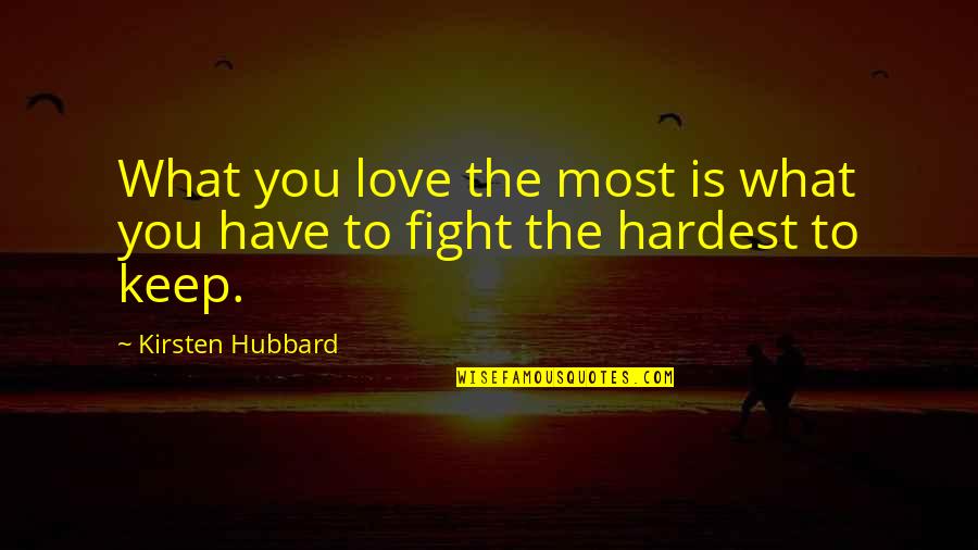 We Fight For What We Love Quotes By Kirsten Hubbard: What you love the most is what you
