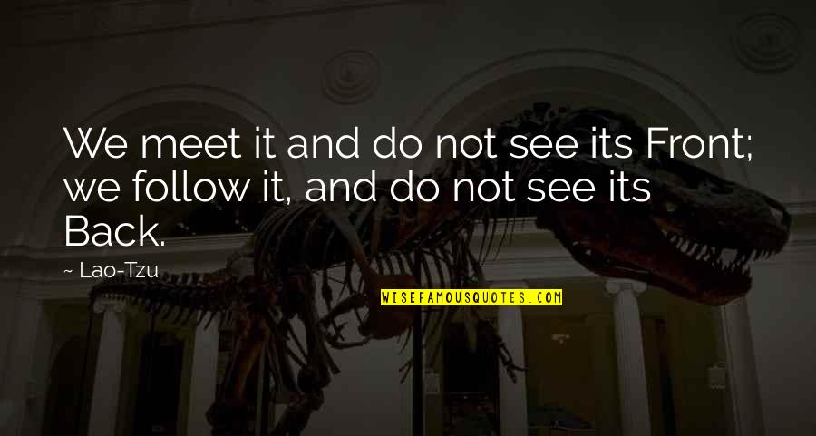 We Follow Quotes By Lao-Tzu: We meet it and do not see its