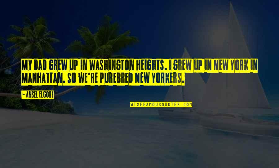 We Grew Up Quotes By Ansel Elgort: My dad grew up in Washington Heights. I