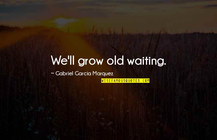 We Grow Quotes By Gabriel Garcia Marquez: We'll grow old waiting.