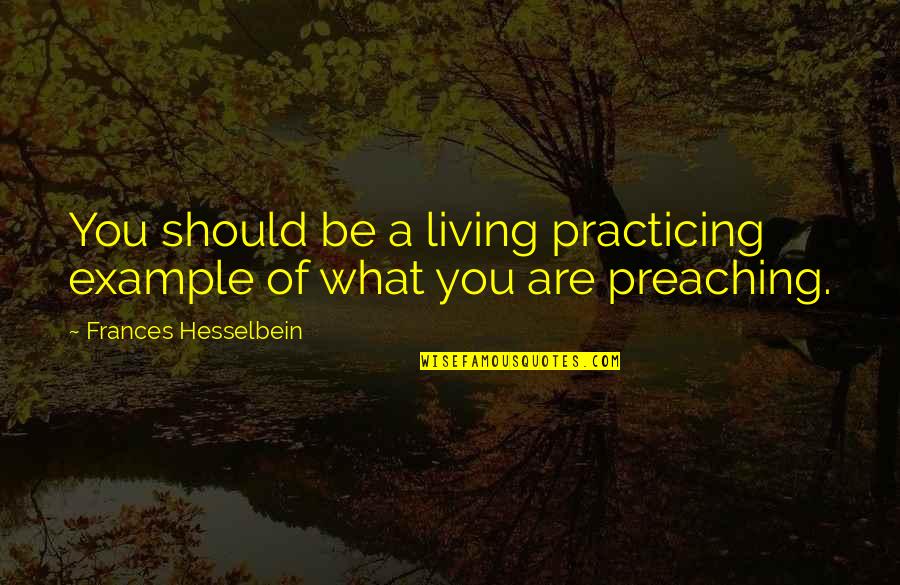 We Have Been Through Alot Quotes By Frances Hesselbein: You should be a living practicing example of