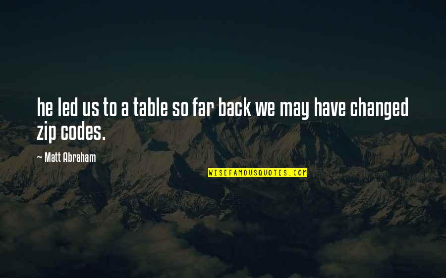We Have Changed Quotes By Matt Abraham: he led us to a table so far