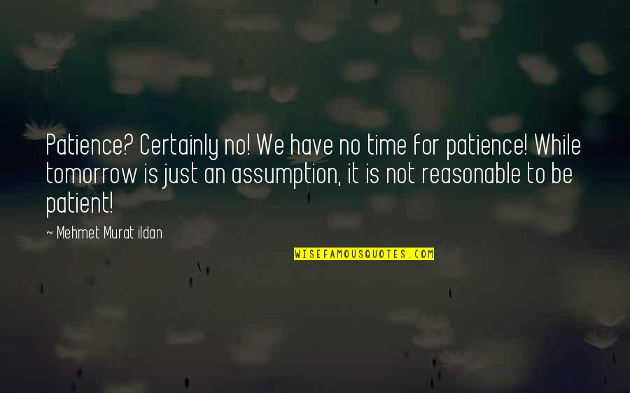 We Have No Time Quotes By Mehmet Murat Ildan: Patience? Certainly no! We have no time for