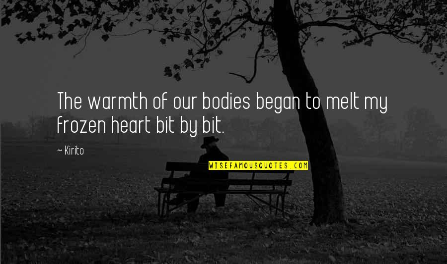 We Heart It Anime Love Quotes By Kirito: The warmth of our bodies began to melt