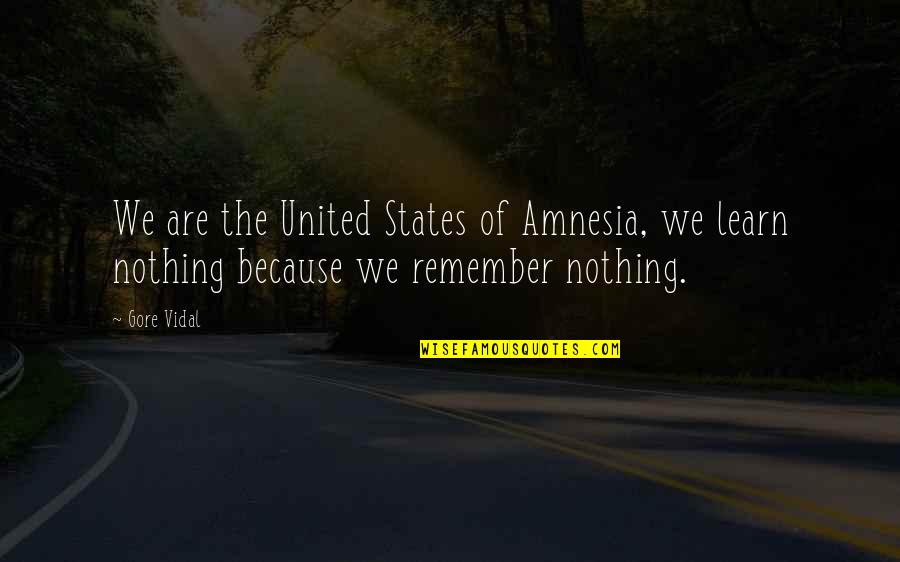 We Learn Nothing Quotes By Gore Vidal: We are the United States of Amnesia, we