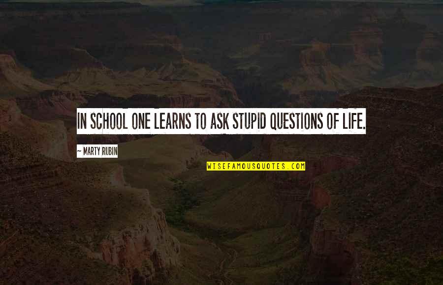We Live In A Cold World Quotes By Marty Rubin: In school one learns to ask stupid questions