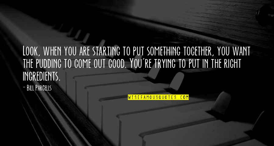 We Look Good Together Quotes By Bill Parcells: Look, when you are starting to put something We Look Good Together Quotes By Bill Parcells: Look, when you are starting to put something