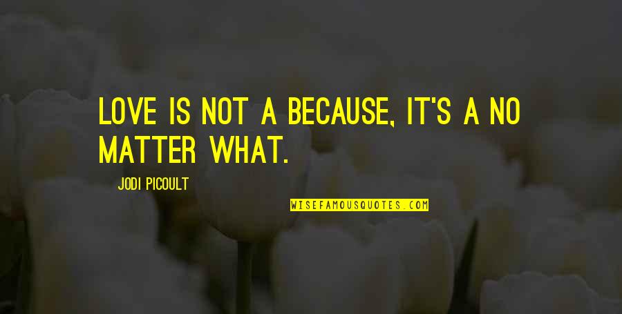 We Love Each Other No Matter What Quotes By Jodi Picoult: Love is not a because, it's a no We Love Each Other No Matter What Quotes By Jodi Picoult: Love is not a because, it's a no