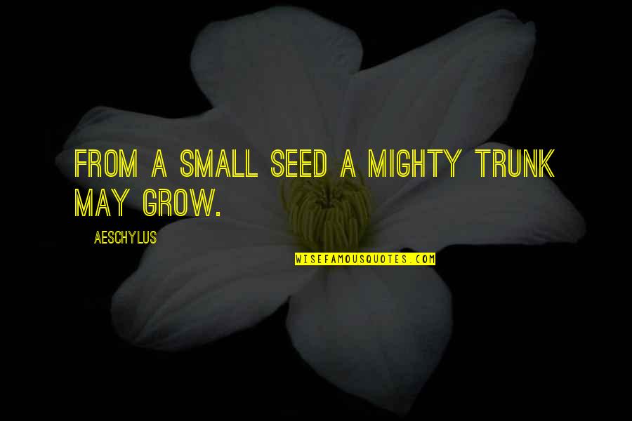 We May Be Small Quotes By Aeschylus: From a small seed a mighty trunk may We May Be Small Quotes By Aeschylus: From a small seed a mighty trunk may