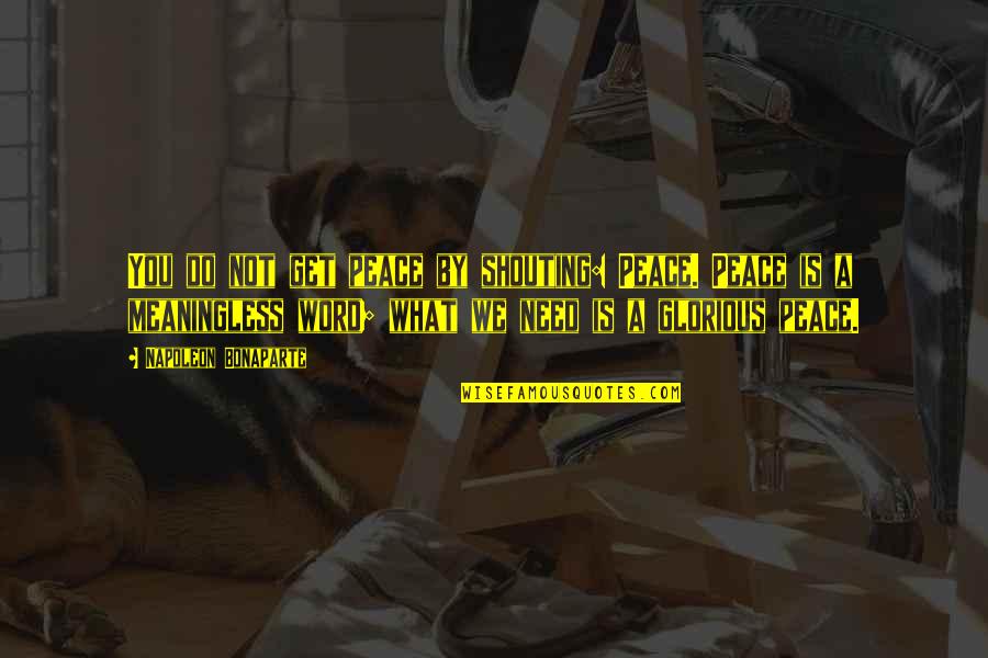 We May Meet Again Quotes By Napoleon Bonaparte: You do not get peace by shouting: Peace.