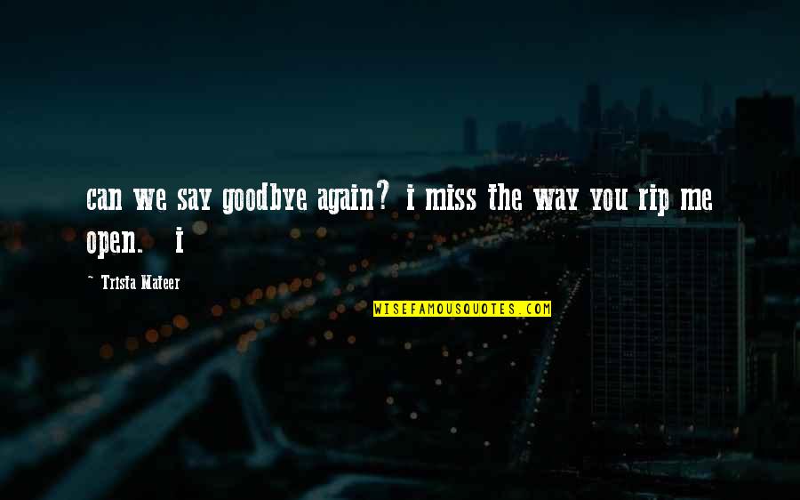We Miss You Rip Quotes By Trista Mateer: can we say goodbye again? i miss the
