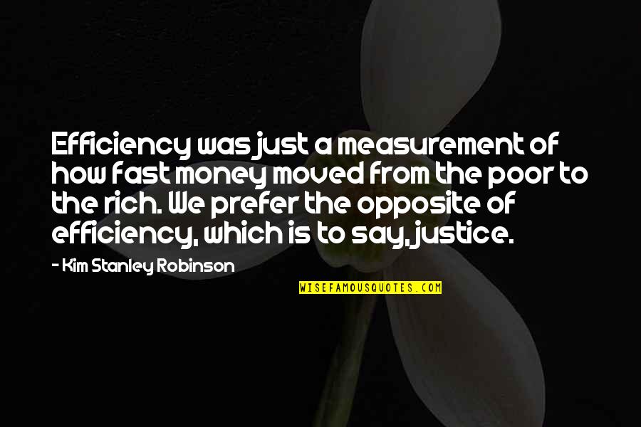 We Moved Quotes By Kim Stanley Robinson: Efficiency was just a measurement of how fast We Moved Quotes By Kim Stanley Robinson: Efficiency was just a measurement of how fast