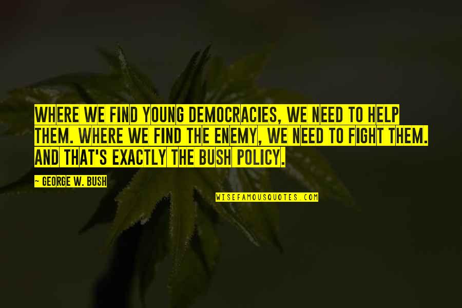 We Need Democracy Quotes By George W. Bush: Where we find young democracies, we need to We Need Democracy Quotes By George W. Bush: Where we find young democracies, we need to