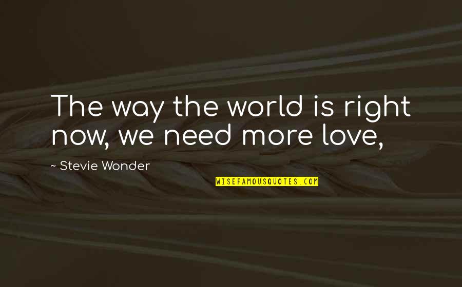 We Need More Love Quotes By Stevie Wonder: The way the world is right now, we