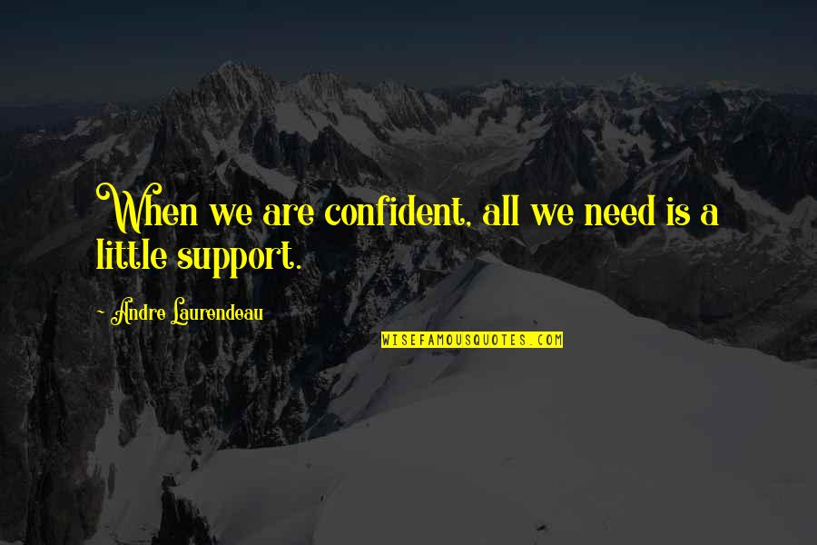 We Need Support Quotes By Andre Laurendeau: When we are confident, all we need is