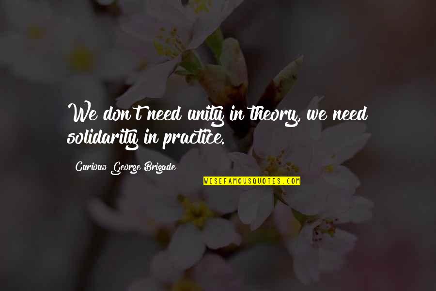 We Need Unity Quotes By Curious George Brigade: We don't need unity in theory, we need