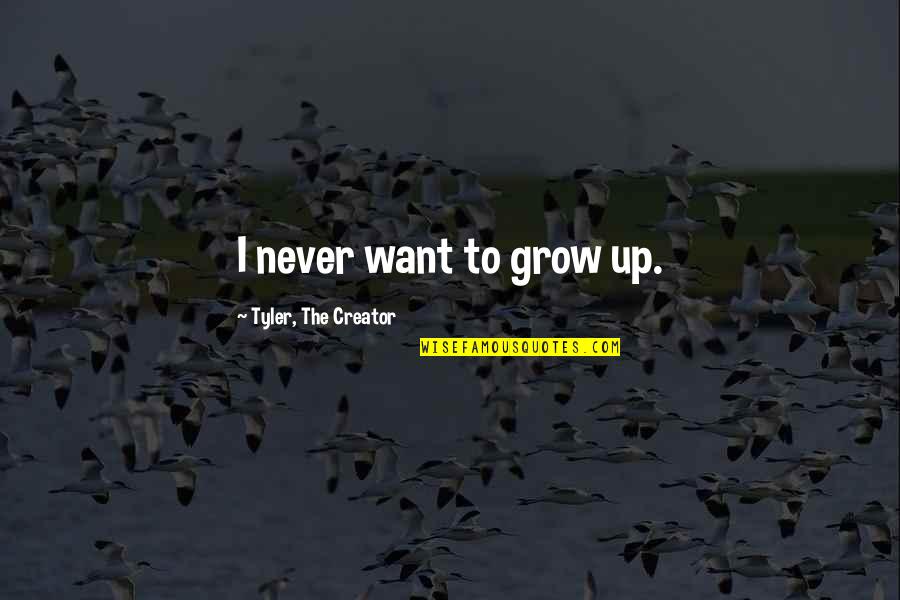 We Never Really Grow Up Quotes By Tyler, The Creator: I never want to grow up.