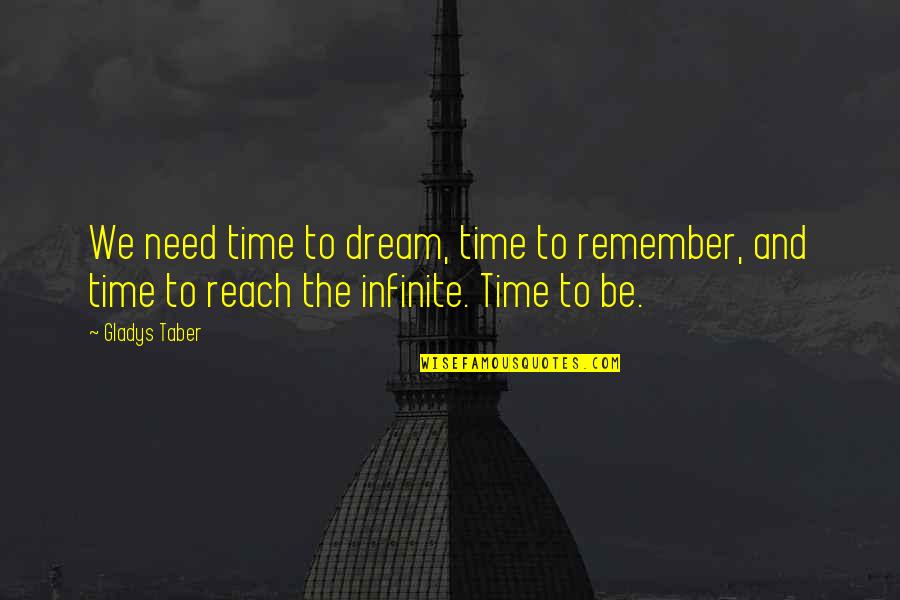 We Remember Quotes By Gladys Taber: We need time to dream, time to remember,