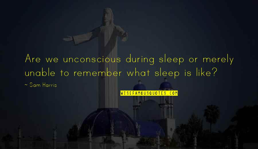 We Remember Quotes By Sam Harris: Are we unconscious during sleep or merely unable