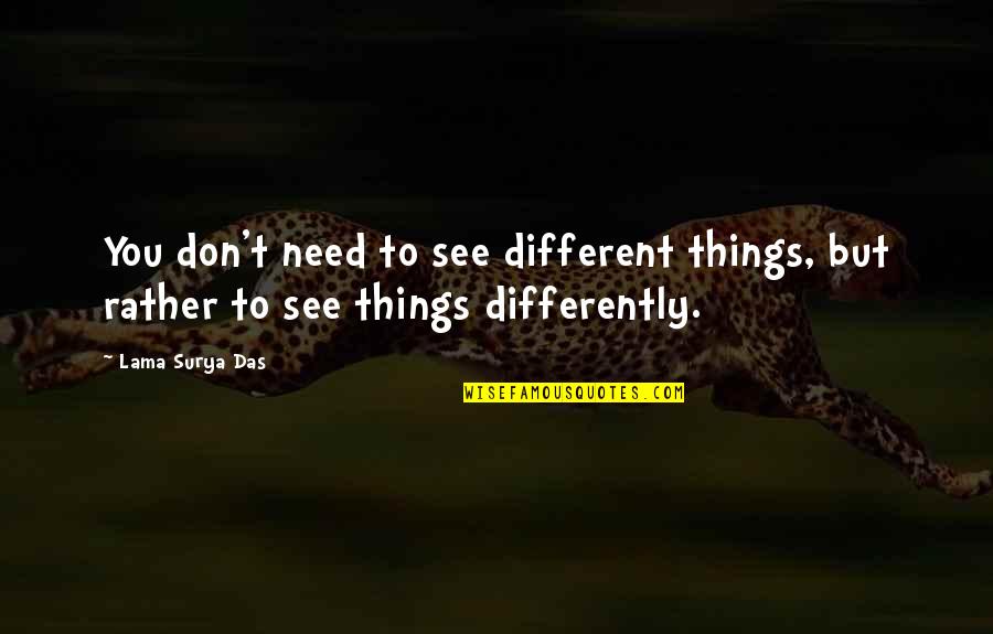 We See Things Differently Quotes By Lama Surya Das: You don't need to see different things, but