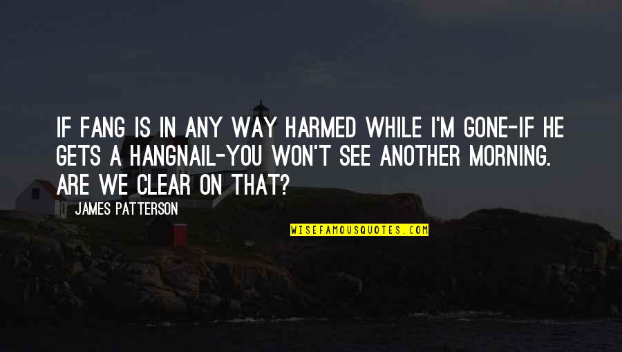 We See You Quotes By James Patterson: If Fang is in any way harmed while We See You Quotes By James Patterson: If Fang is in any way harmed while