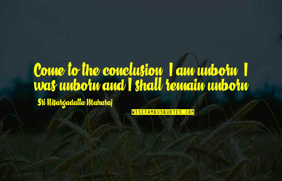 We Shall Remain Quotes By Sri Nisargadatta Maharaj: Come to the conclusion: I am unborn, I