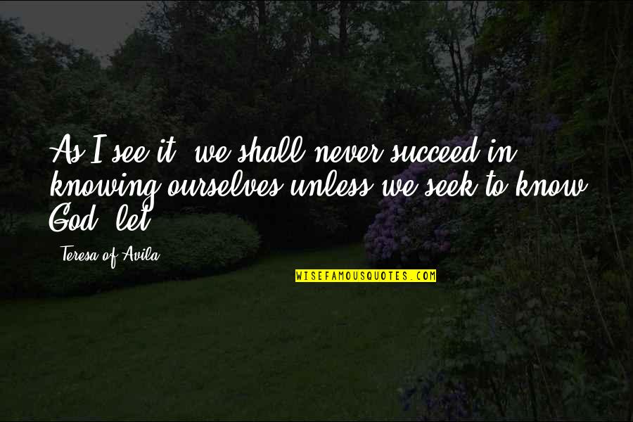 We Shall See Quotes By Teresa Of Avila: As I see it, we shall never succeed We Shall See Quotes By Teresa Of Avila: As I see it, we shall never succeed