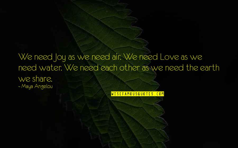 We Share Laughter Quotes By Maya Angelou: We need Joy as we need air. We We Share Laughter Quotes By Maya Angelou: We need Joy as we need air. We