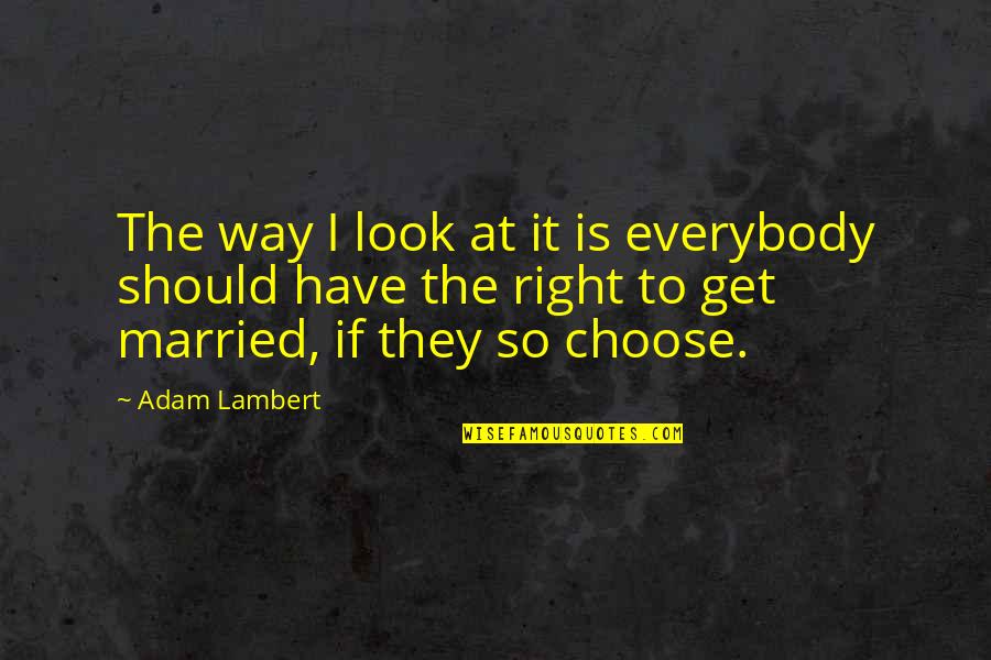 We Should Get Married Quotes By Adam Lambert: The way I look at it is everybody