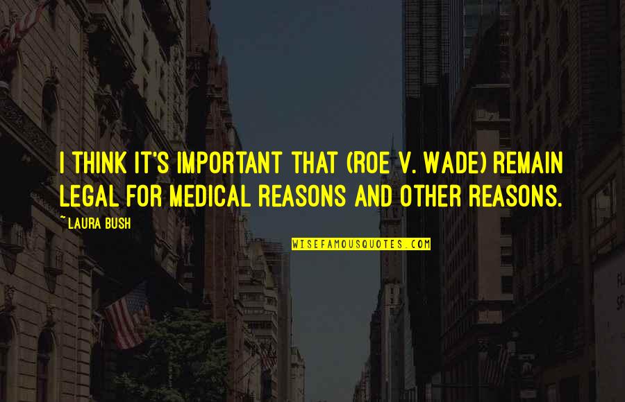 We Should Love Not Fall In Love Quotes By Laura Bush: I think it's important that (Roe v. Wade)