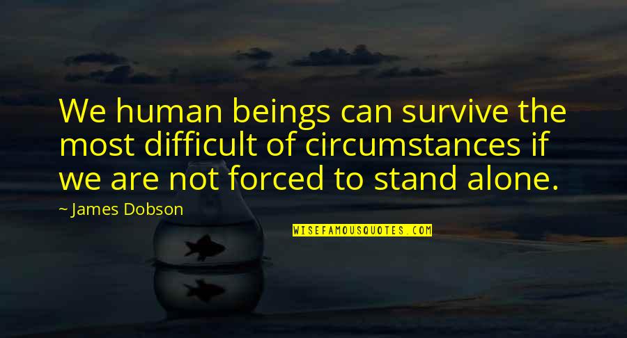 We Stand Alone Quotes By James Dobson: We human beings can survive the most difficult