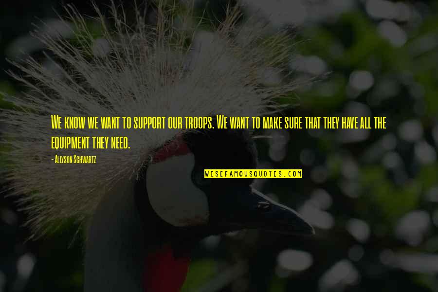 We Support Our Troops Quotes By Allyson Schwartz: We know we want to support our troops.