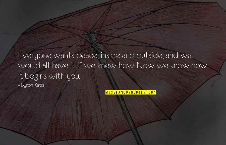 We Want Peace Quotes By Byron Katie: Everyone wants peace, inside and outside, and we