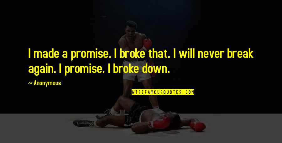 We Will Never Break Up Quotes By Anonymous: I made a promise. I broke that. I