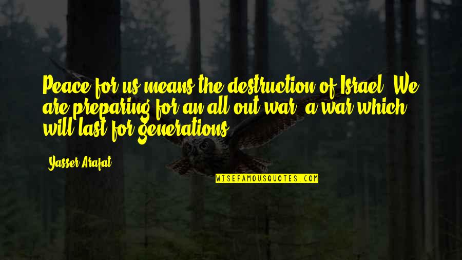 We Will Quotes By Yasser Arafat: Peace for us means the destruction of Israel.