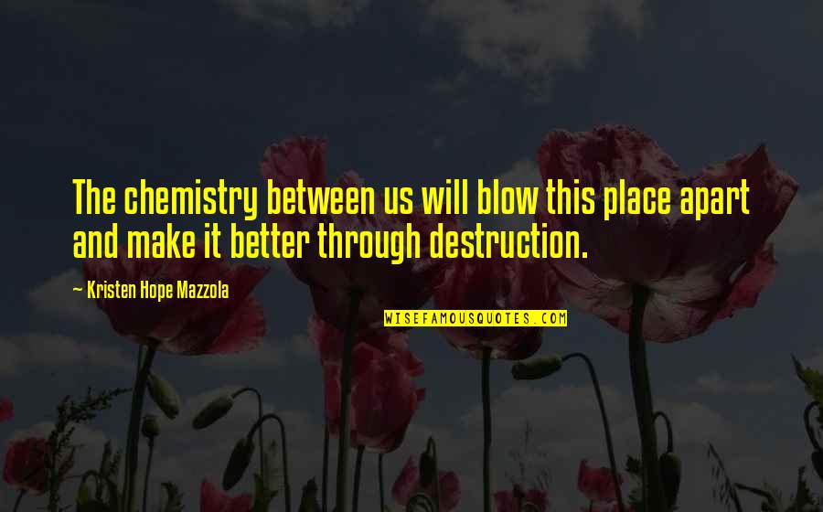 We Will Rock Quotes By Kristen Hope Mazzola: The chemistry between us will blow this place