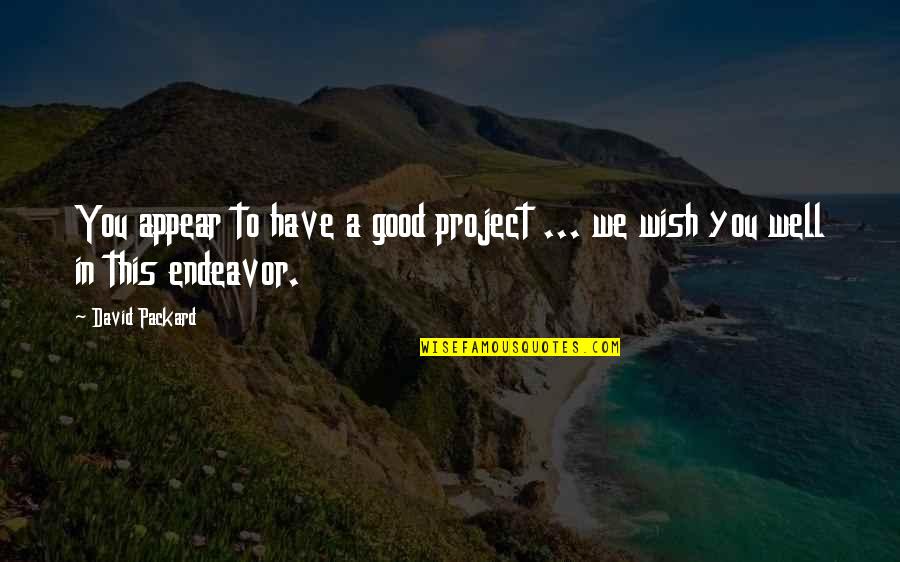 We Wish You Well Quotes By David Packard: You appear to have a good project ...