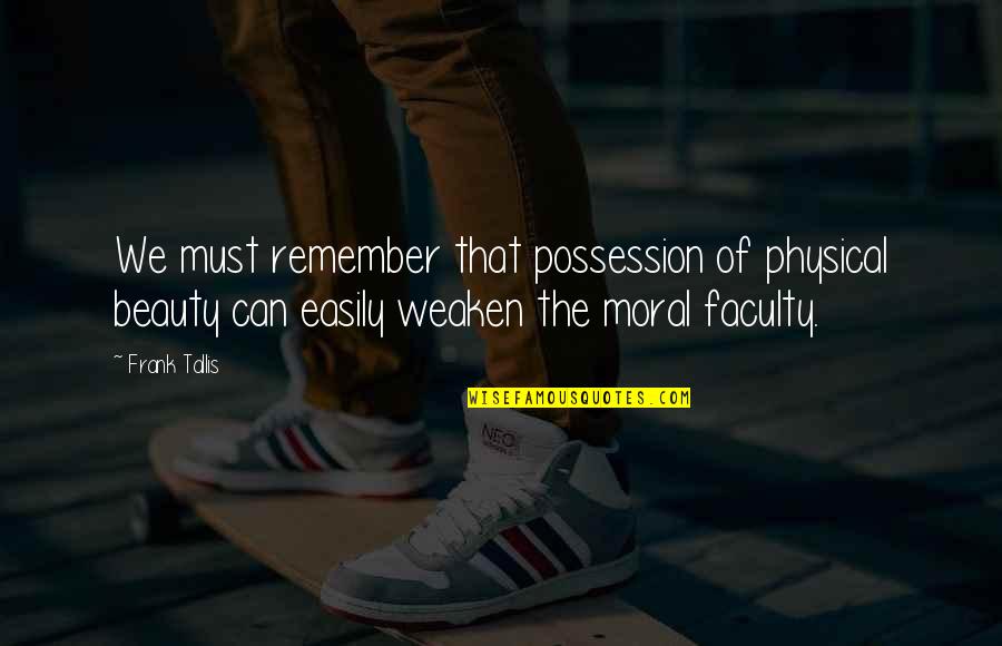 Weaken Quotes By Frank Tallis: We must remember that possession of physical beauty
