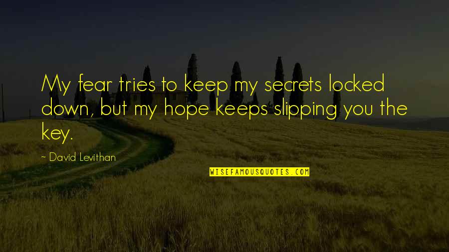 Weakness Tumblr Quotes By David Levithan: My fear tries to keep my secrets locked