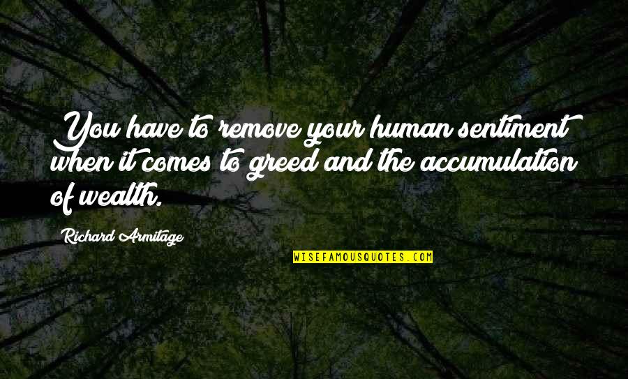 Wealth Accumulation Quotes By Richard Armitage: You have to remove your human sentiment when