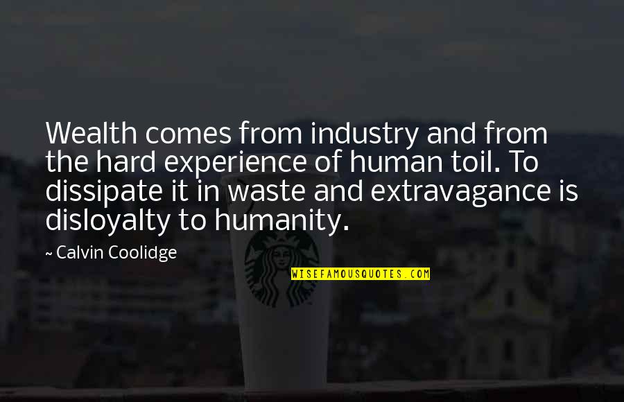 Wealth And Extravagance Quotes By Calvin Coolidge: Wealth comes from industry and from the hard