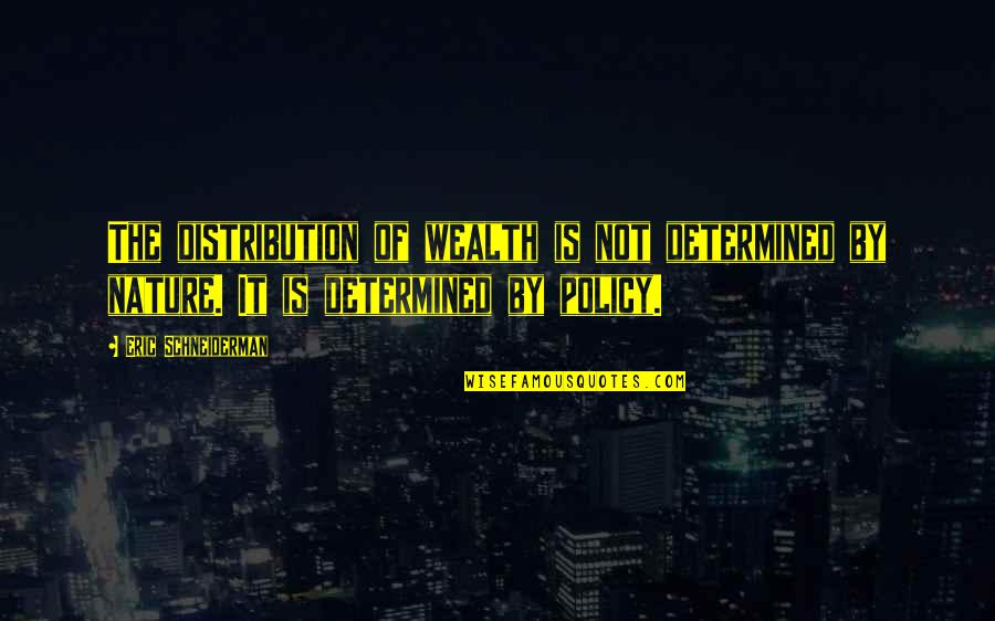 Wealth Distribution Quotes By Eric Schneiderman: The distribution of wealth is not determined by