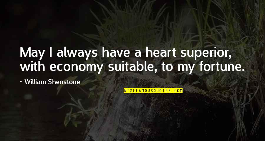Wealth Inequality Quotes By William Shenstone: May I always have a heart superior, with