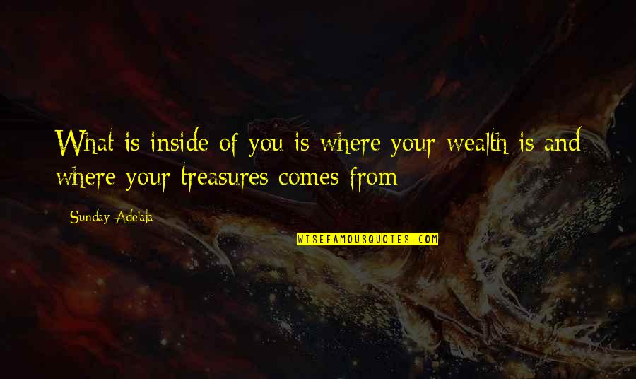 Wealth Of Soul Quotes By Sunday Adelaja: What is inside of you is where your