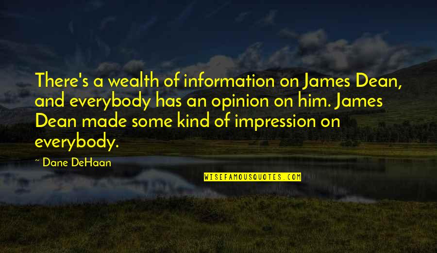 Wealth's Quotes By Dane DeHaan: There's a wealth of information on James Dean,